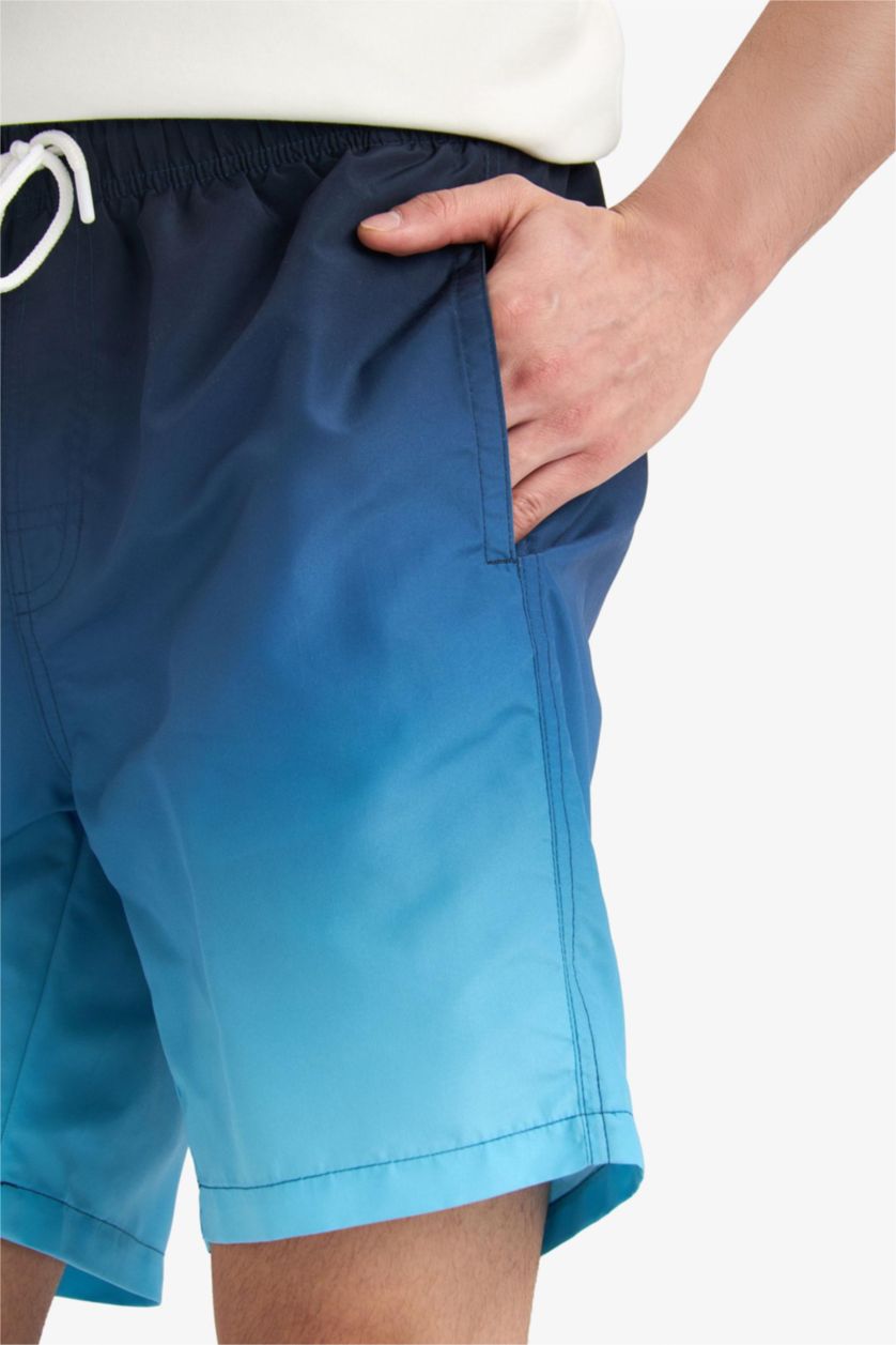 MAN NAVY Regular Fit Gradient Printed Mesh Lined Swim Shorts