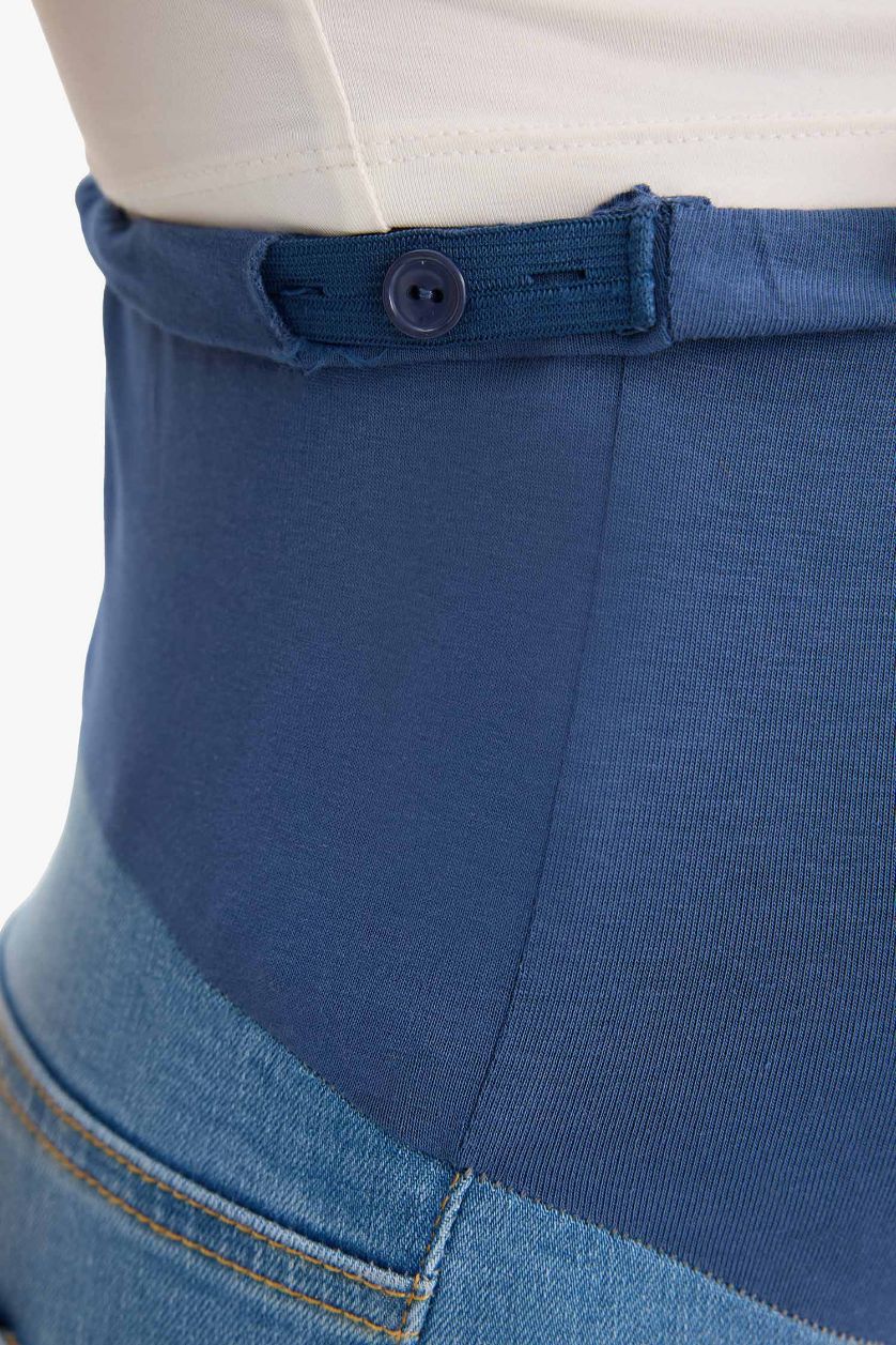 نساء أزرق فاتح بنطلون حمل جينز سكيني فيت بخصر عالي