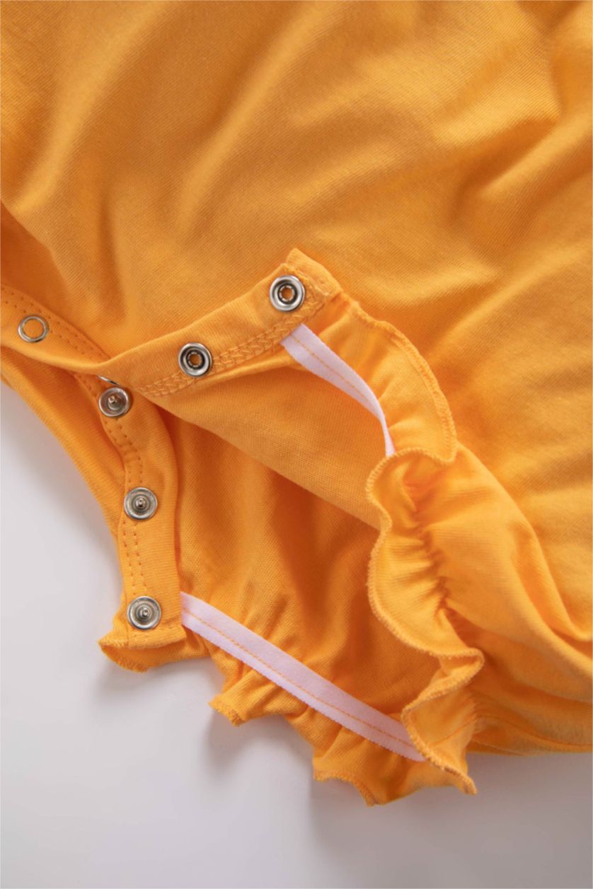 طفلة صغيرة أصفر فاتح جمبسوت بناتي بنقشة الفاكهة ممشط - قطعتين