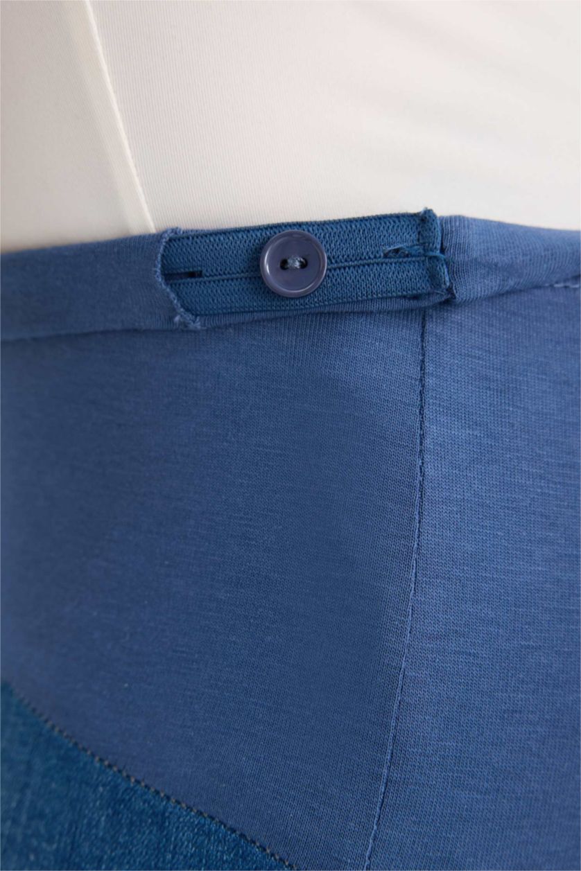 Kadın Açık Mavi Skınny Fıt Yüksek Bel Düz Paça Standart Boy Hamile Pantolon