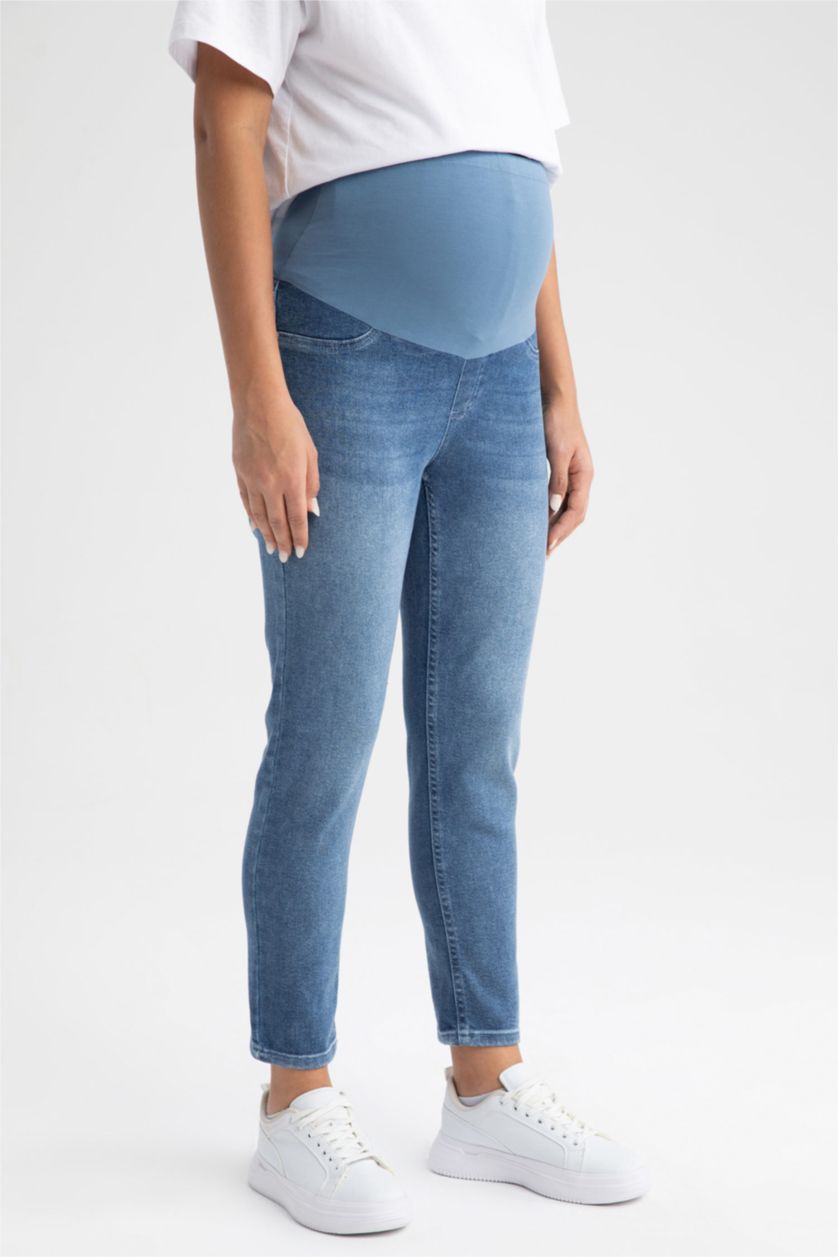 WOMAN Indigo High Waist BoyFriend Maternity Pants