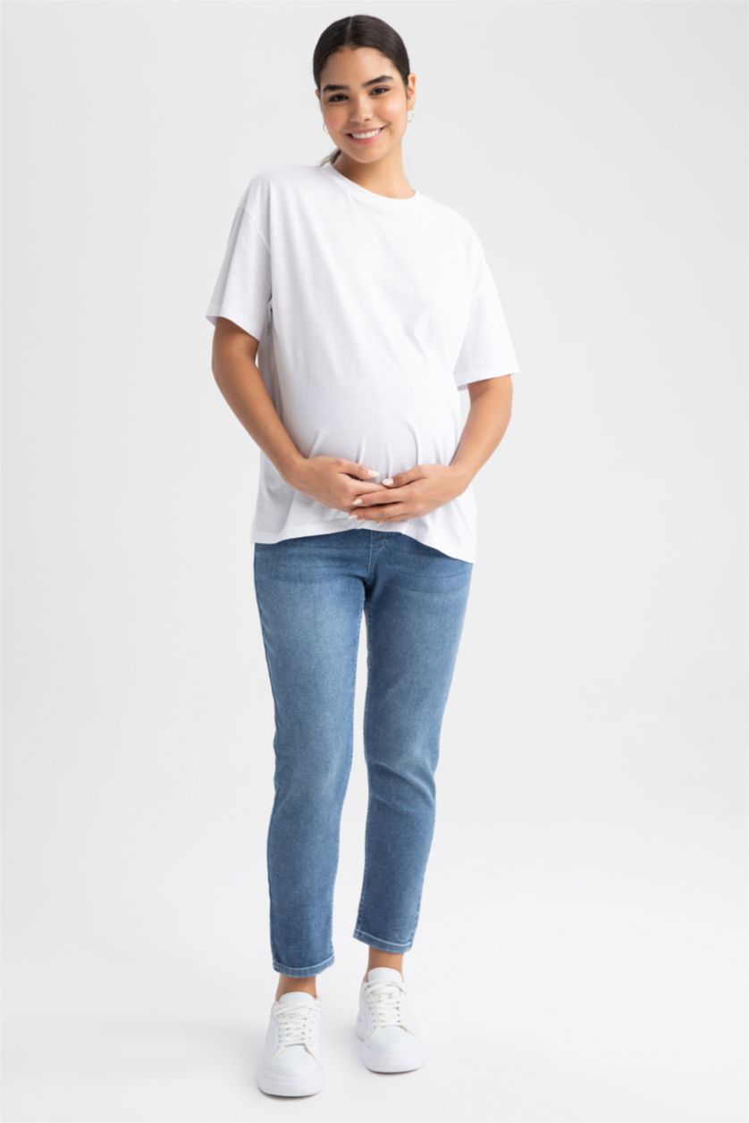 WOMAN Indigo High Waist BoyFriend Maternity Pants
