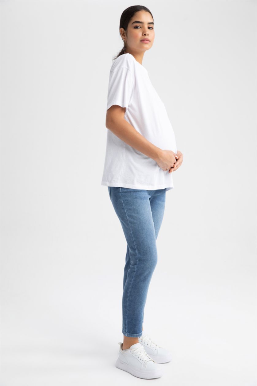 WOMAN Indigo High Waist BoyFriend Maternity Pants