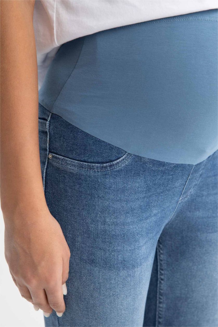 WOMAN Indigo High Waist BoyFriend Maternity Pants