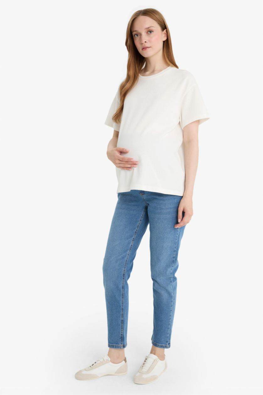 حريمي نيلي بنطلون حمل جينز بوي فريند