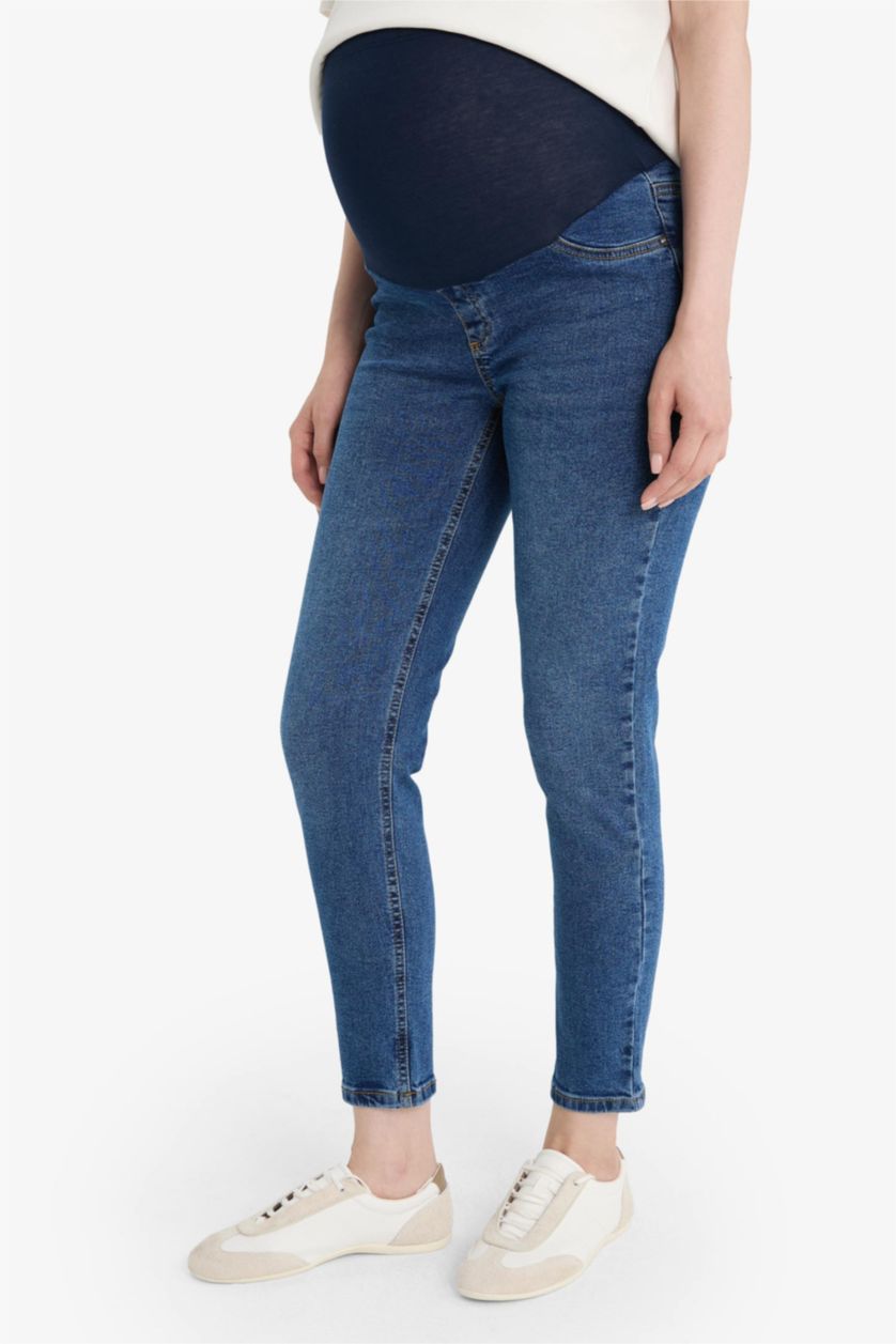 WOMAN Indigo Boyfriend High Waist Long Maternity Trousers