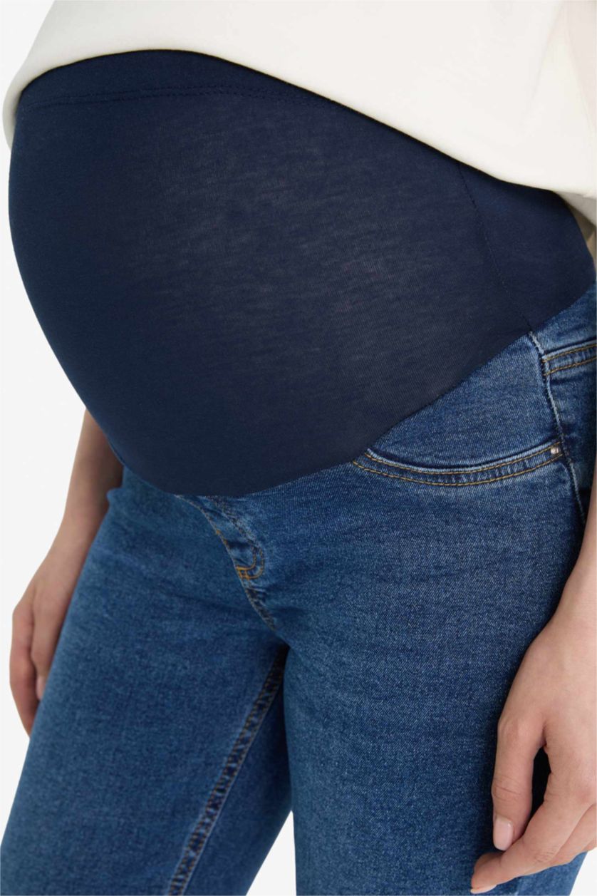 WOMAN Indigo Boyfriend High Waist Long Maternity Trousers