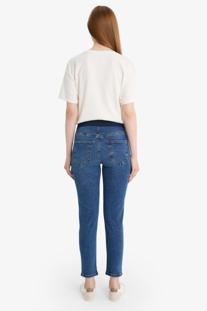 WOMAN Indigo Boyfriend High Waist Long Maternity Trousers