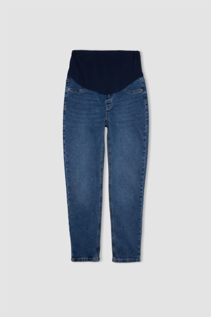 WOMAN Indigo Boyfriend High Waist Long Maternity Trousers