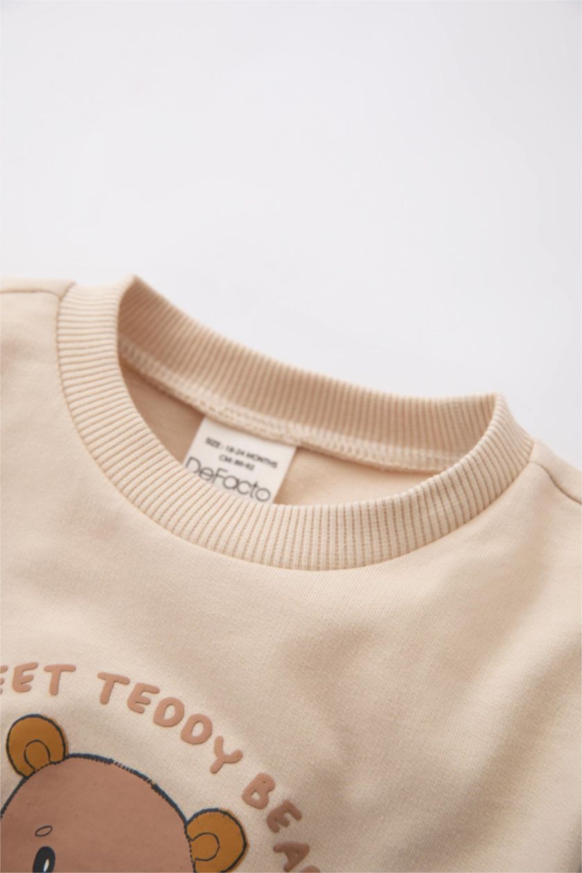 BABY BOY Beige 2 piece Regular Fit Crew Neck Animal Set