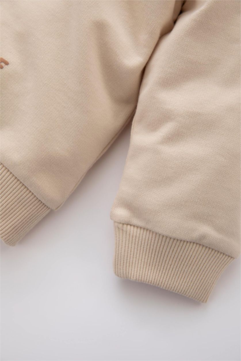 BABY BOY Beige 2 piece Regular Fit Crew Neck Animal Set