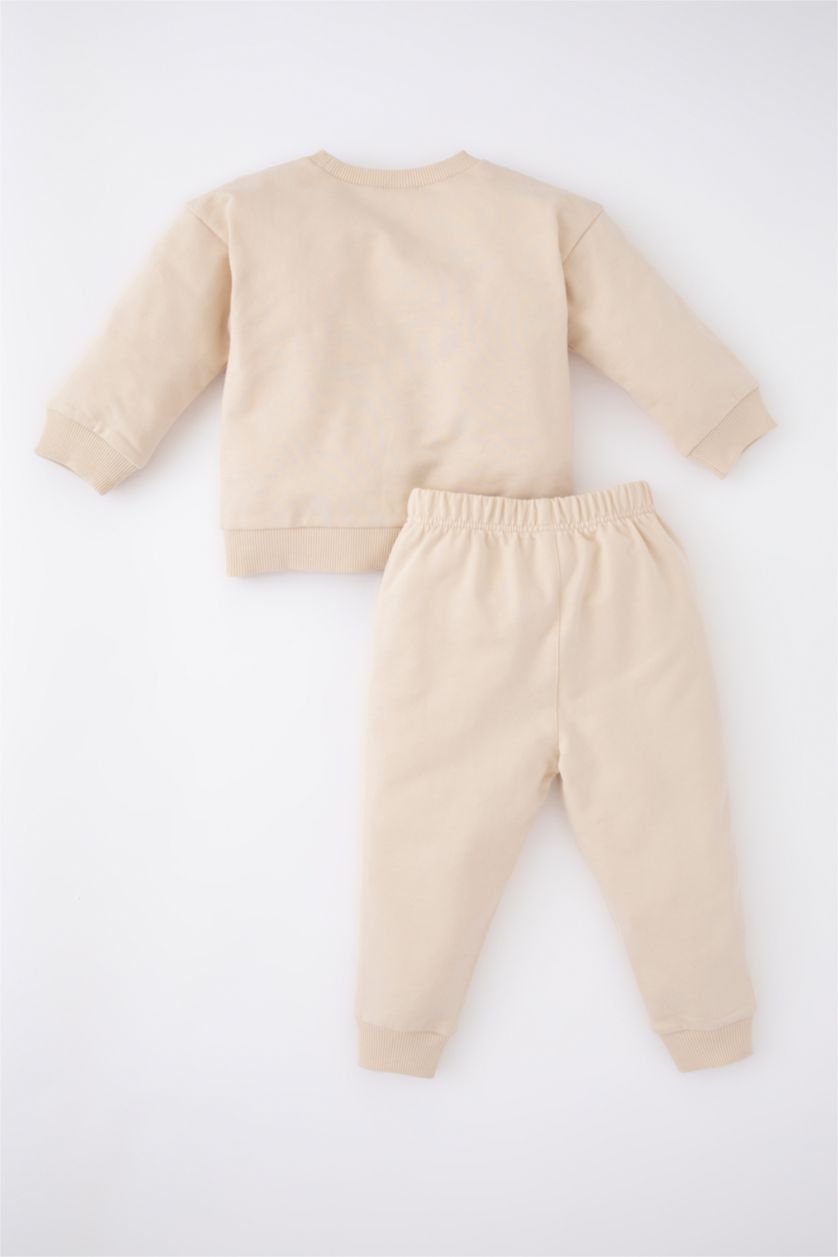 BABY BOY Beige 2 piece Regular Fit Crew Neck Animal Set