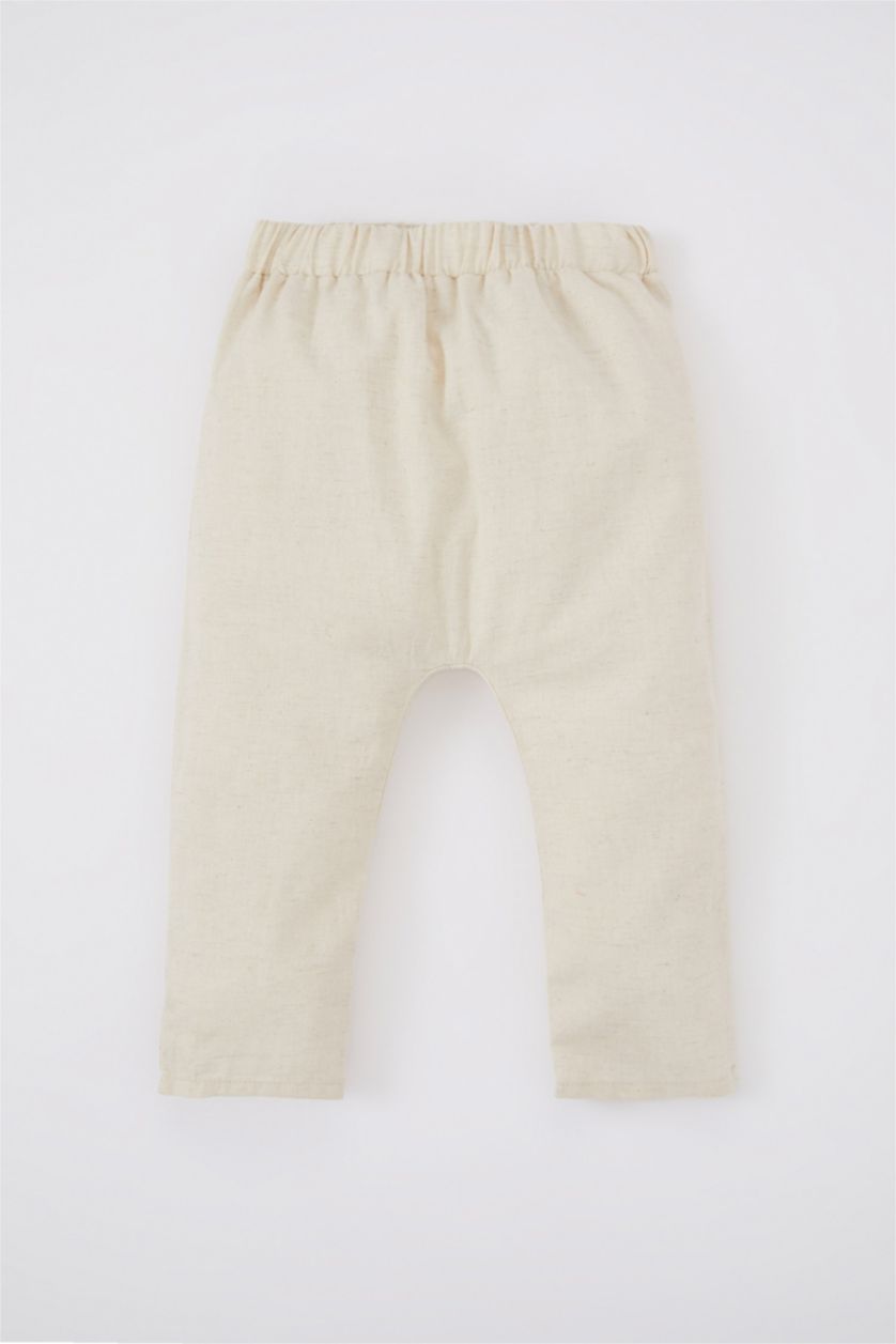 مولود ذكر بيج فاتح طقم ولادي بيبي كتان - 3 قطع