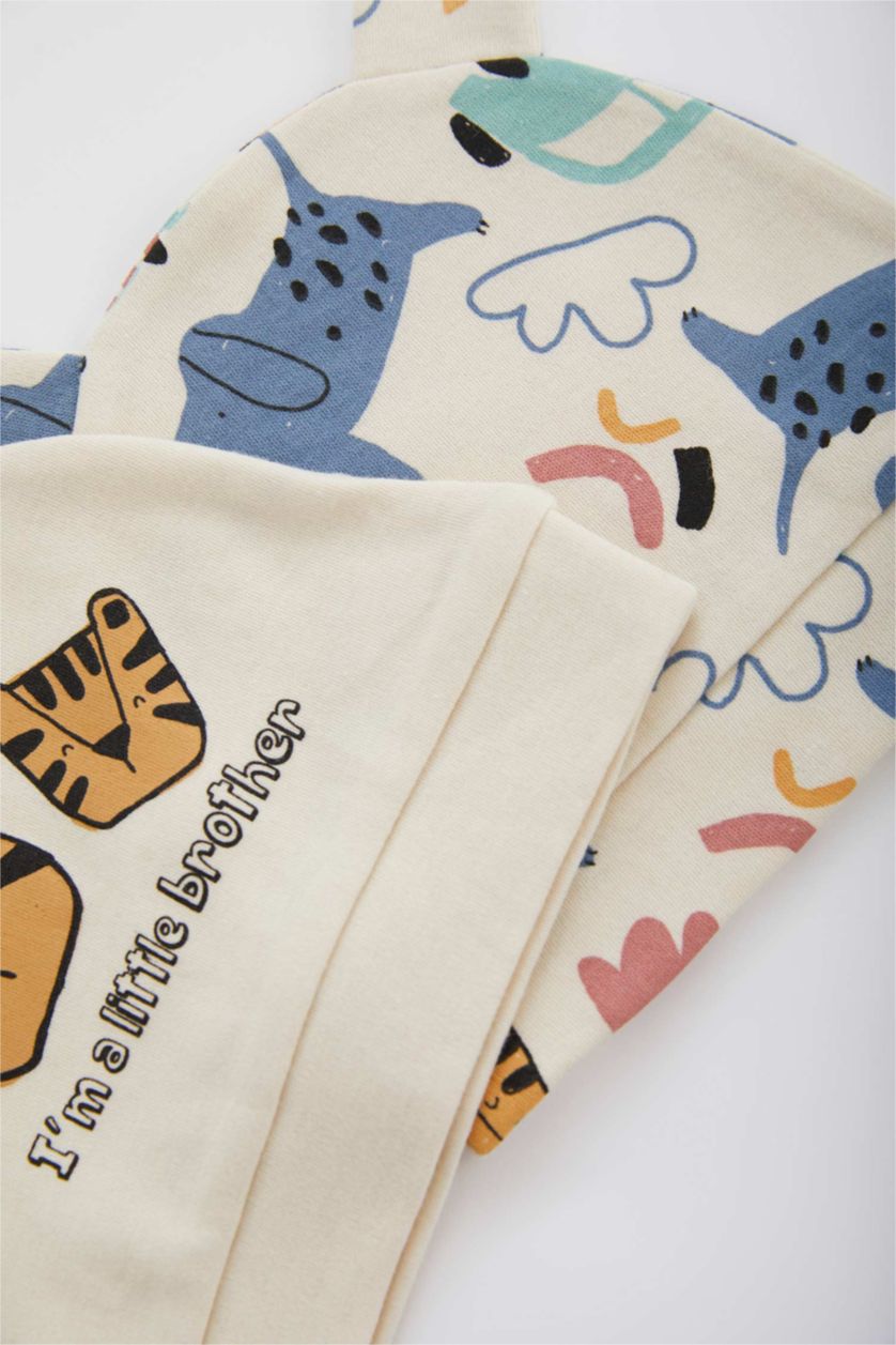 BÉBÉ GARÇON Beige Clair Lot De 2 Bonnets Bio À Cordon Pour Bébé Garçon