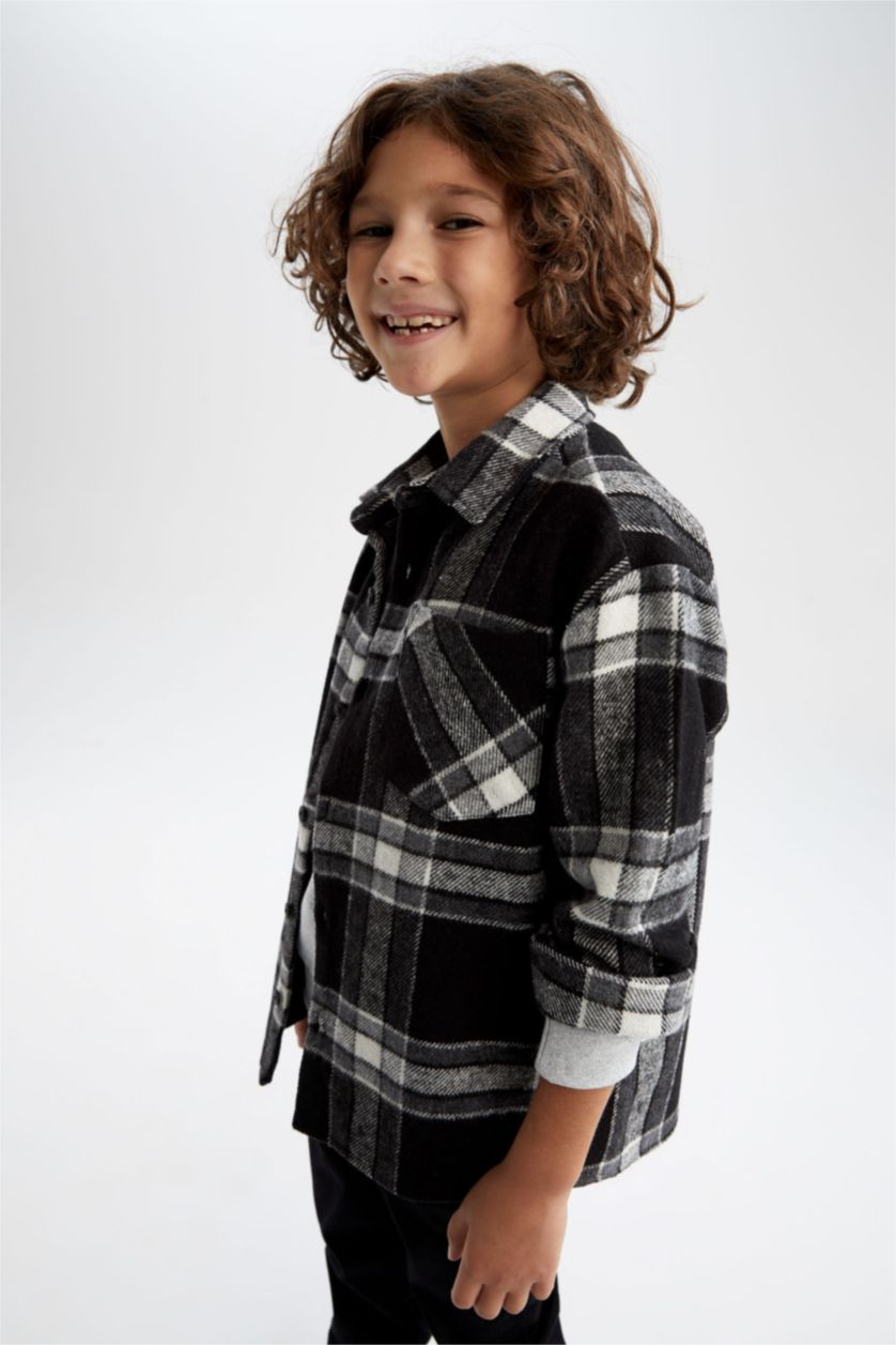 GARÇONS Anthracite Chemises à manches longues Flanelle Col Polo Garçon