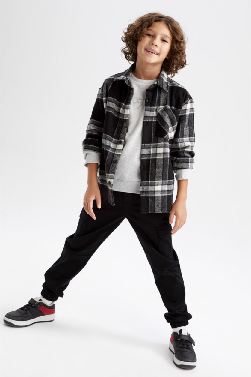 GARÇONS Anthracite Chemises à manches longues Flanelle Col Polo Garçon