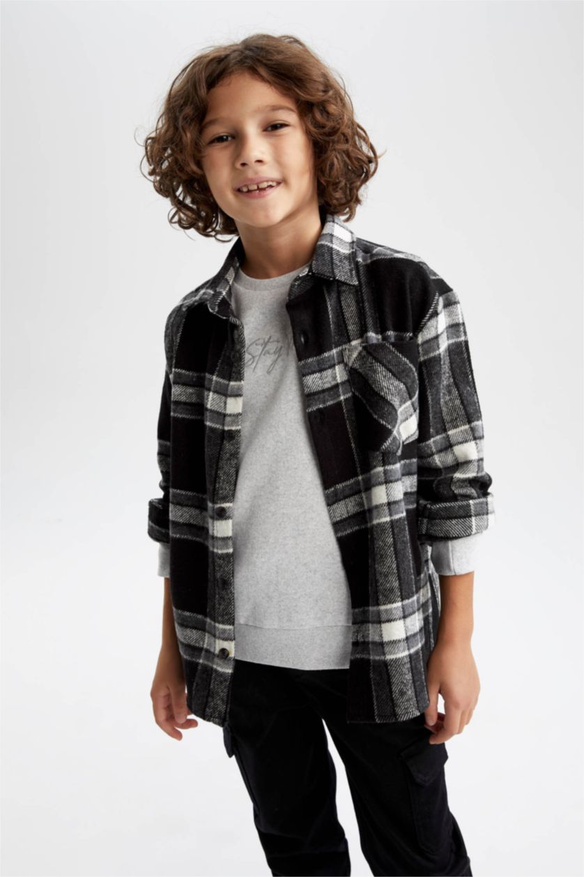 GARÇONS Anthracite Chemises à manches longues Flanelle Col Polo Garçon