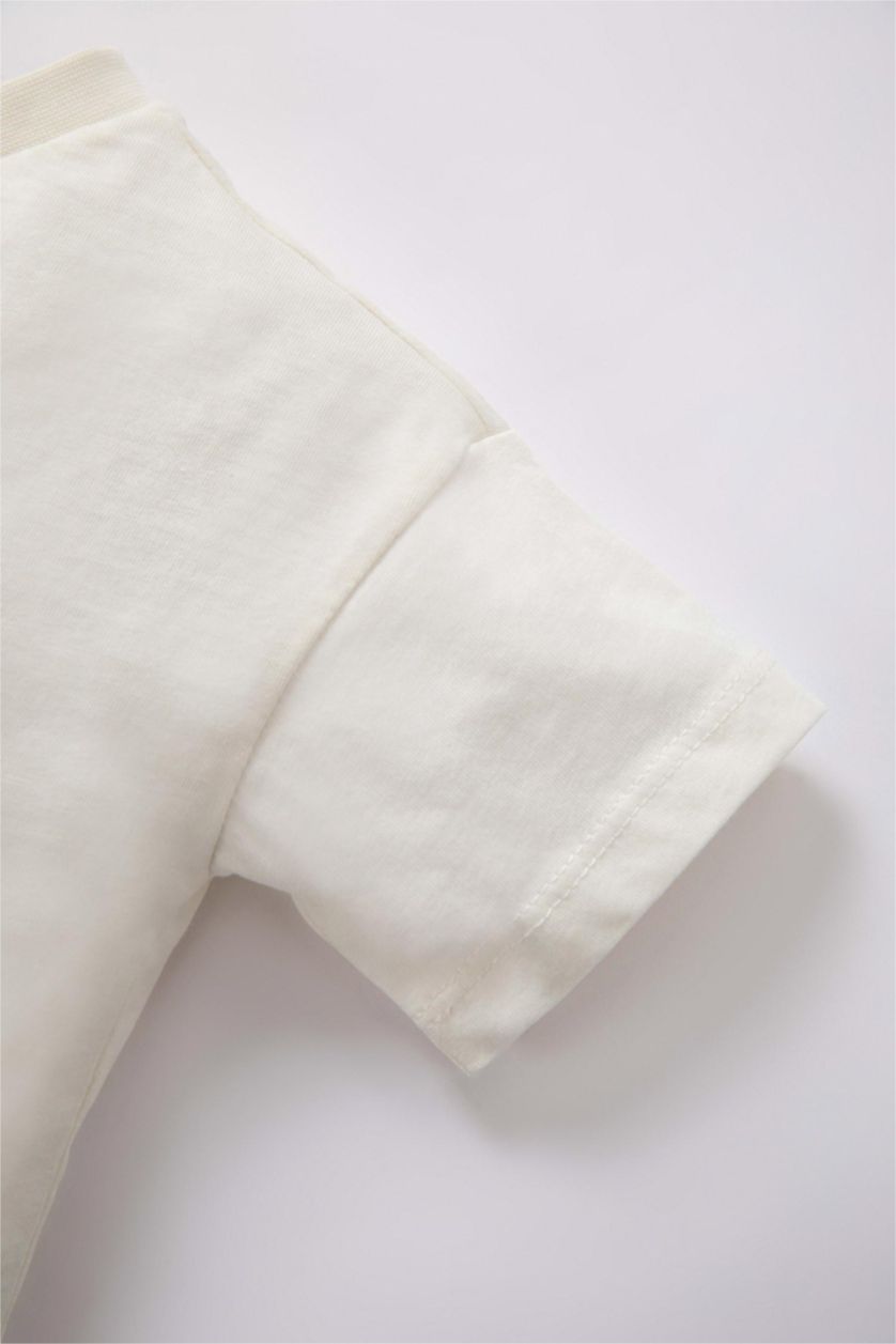 Erkek Bebek Ekru Erkek Bebek Super Dad Baskılı Kısa Kollu Tişört