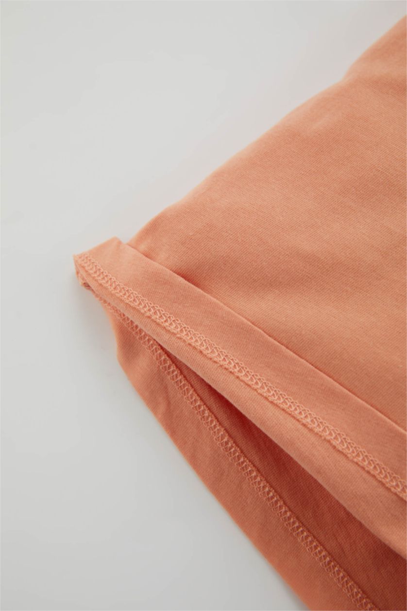 Erkek Bebek Somon Erkek Bebek Bisiklet Yaka Aslan Baskılı Kısa Kollu Tişört