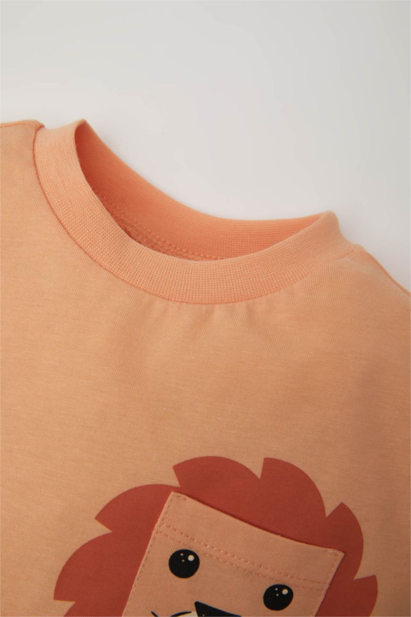 Baby Boy Salmon Regular Fit Animal Short Sleeve T-Shirt