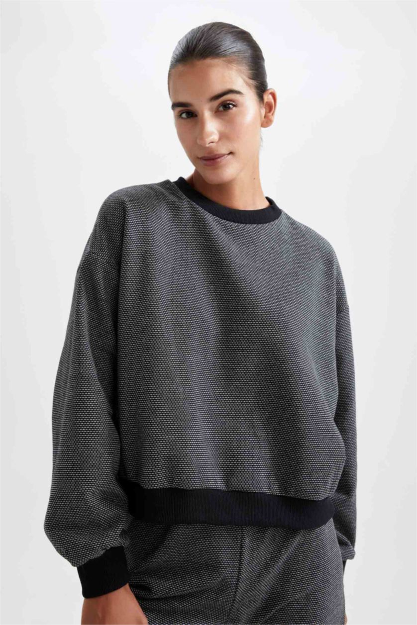 FEMME Noir Sweat-Shirt Coupe Classique