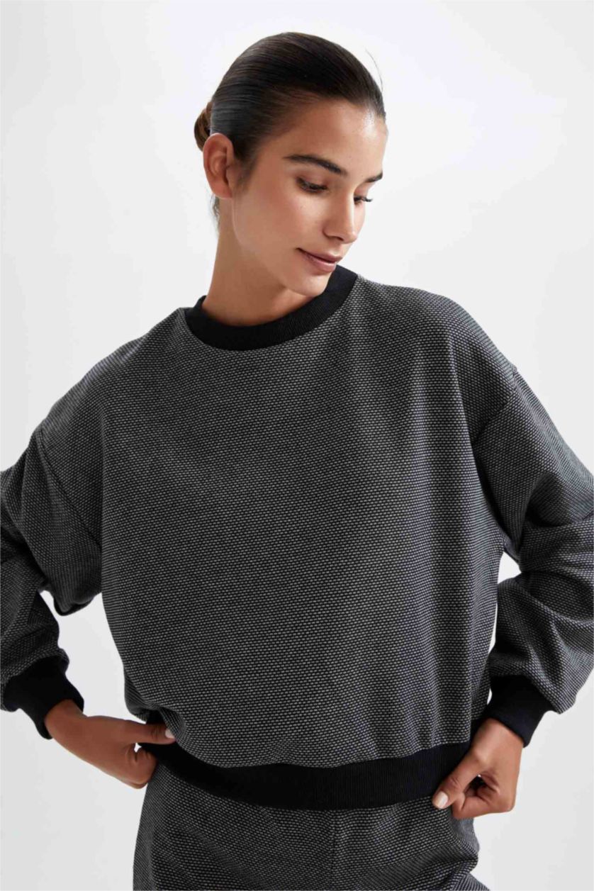 FEMME Noir Sweat-Shirt Coupe Classique