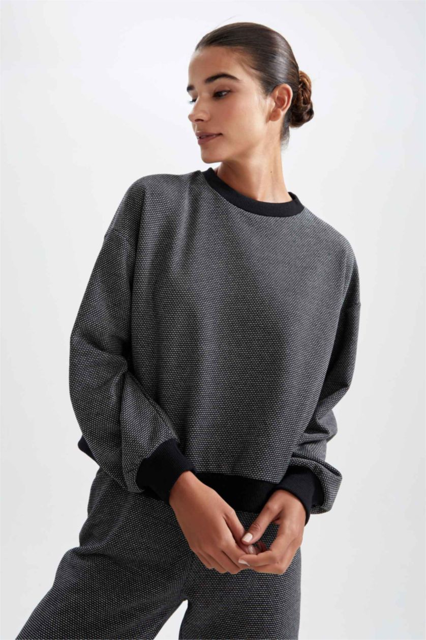 FEMME Noir Sweat-Shirt Coupe Classique