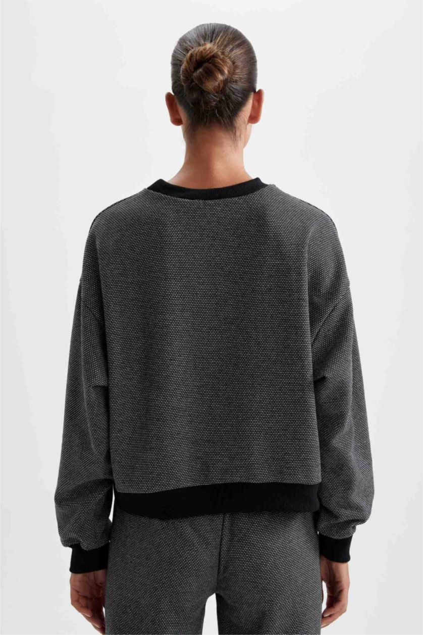 FEMME Noir Sweat-Shirt Coupe Classique