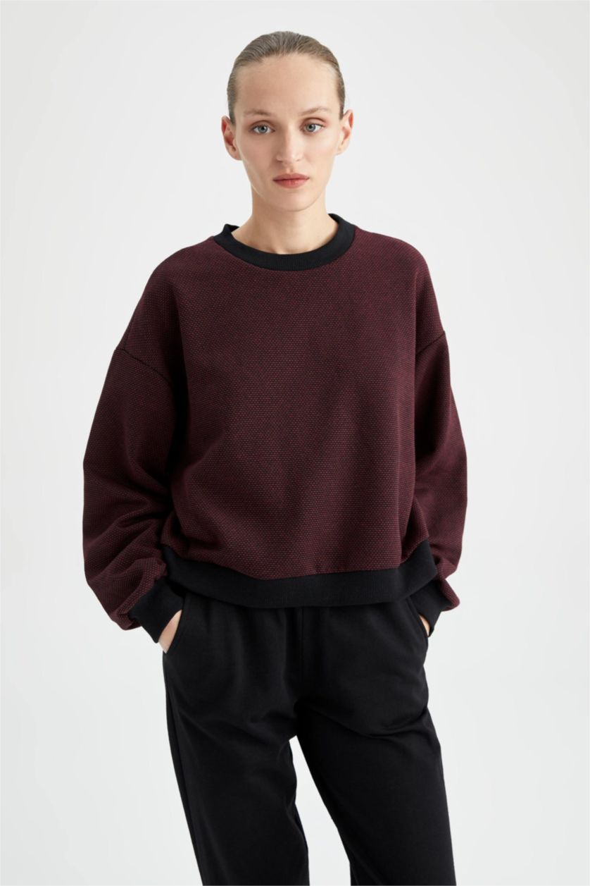 FEMME Bordeaux Sweat-Shirt Coupe Classique