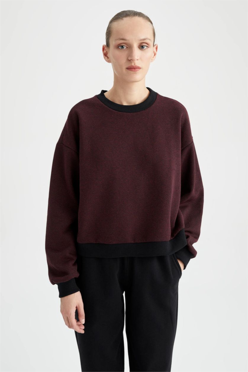 FEMME Bordeaux Sweat-Shirt Coupe Classique