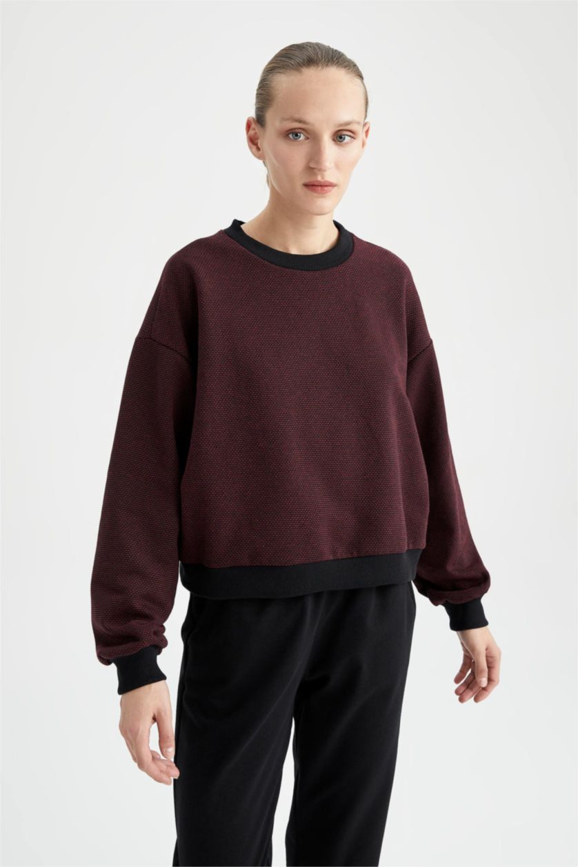 FEMME Bordeaux Sweat-Shirt Coupe Classique