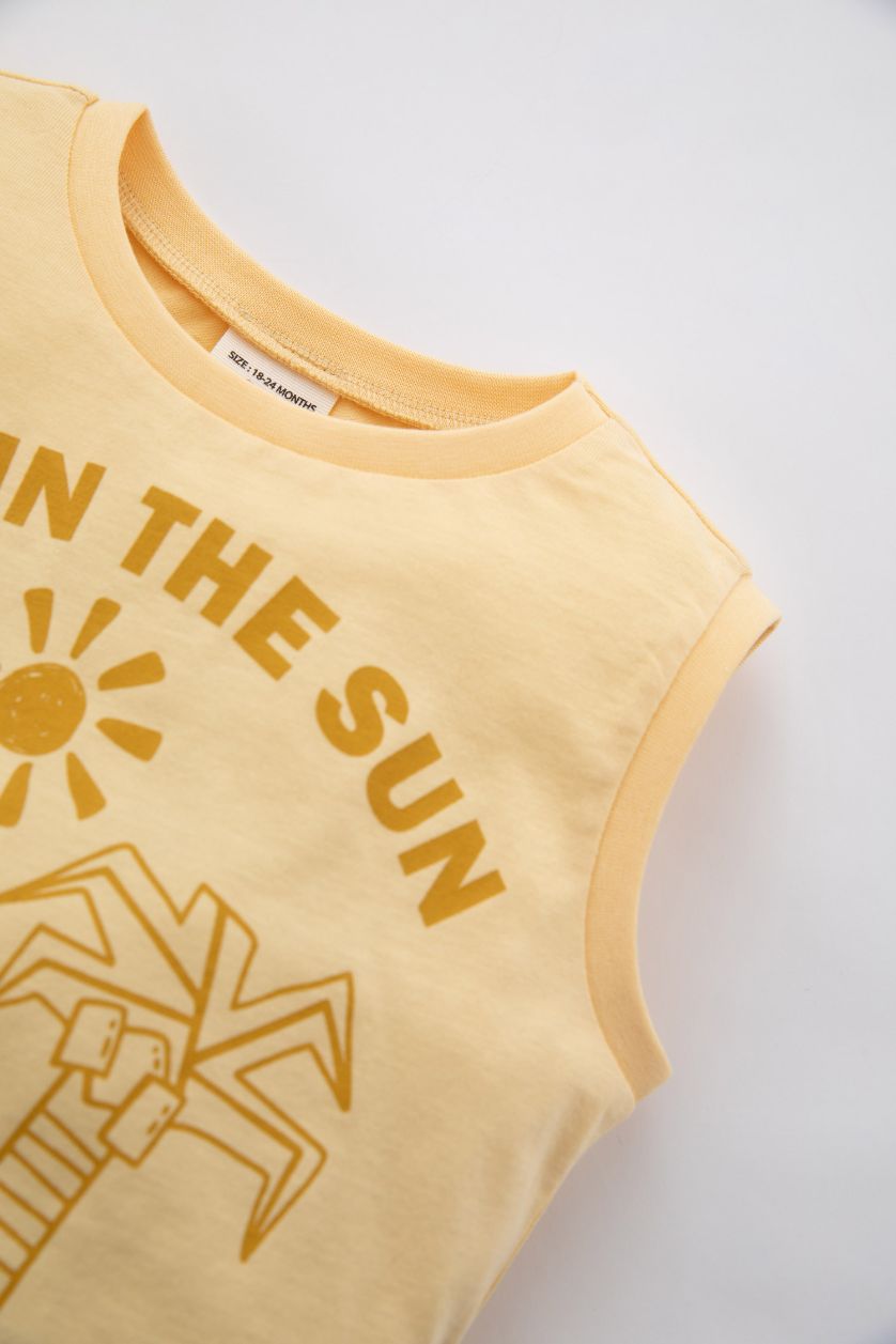 BÉBÉ GARÇON Jaune Clair Débardeur Bébé Garçon Motif Palmier