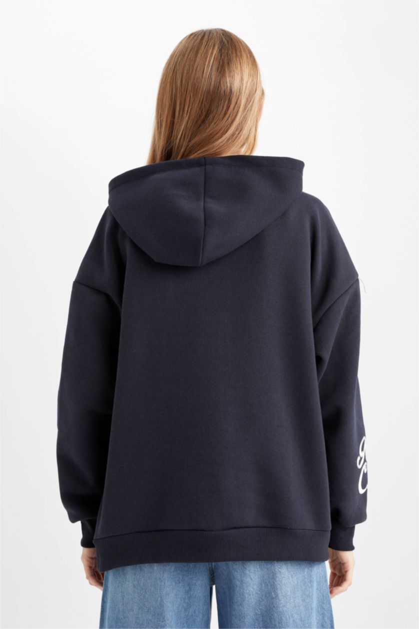 نساء كحلي Oversize Fit Thick Sweatshirt Fabric Sweatshirt