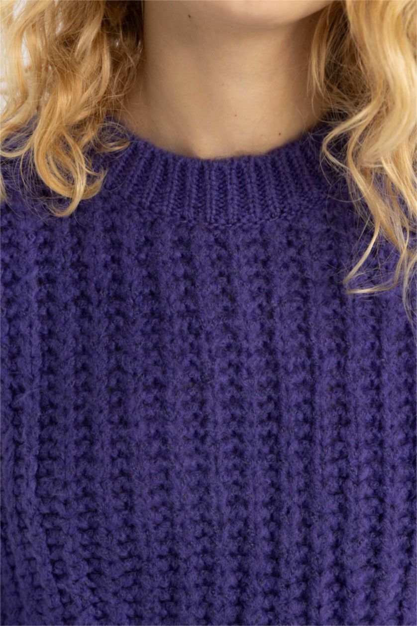FEMME Violet Pull-Over Coupe Régulière Col Rond