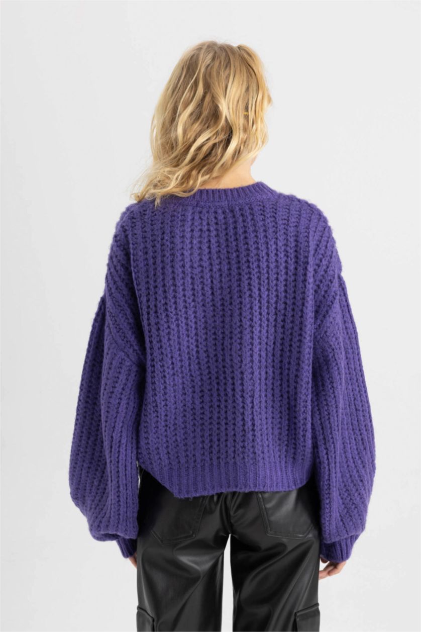FEMME Violet Pull-Over Coupe Régulière Col Rond