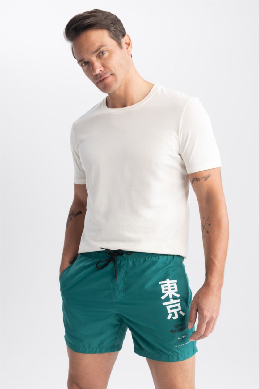 HOMME Vert Short de Bain imprimé à Courte Longueur