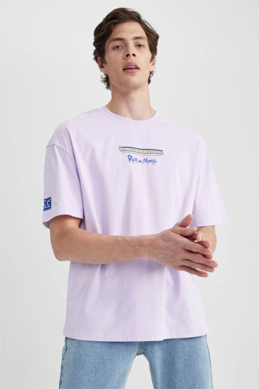 Мужчины Сиреневый Футболка Rick and Morty комфортного кроя