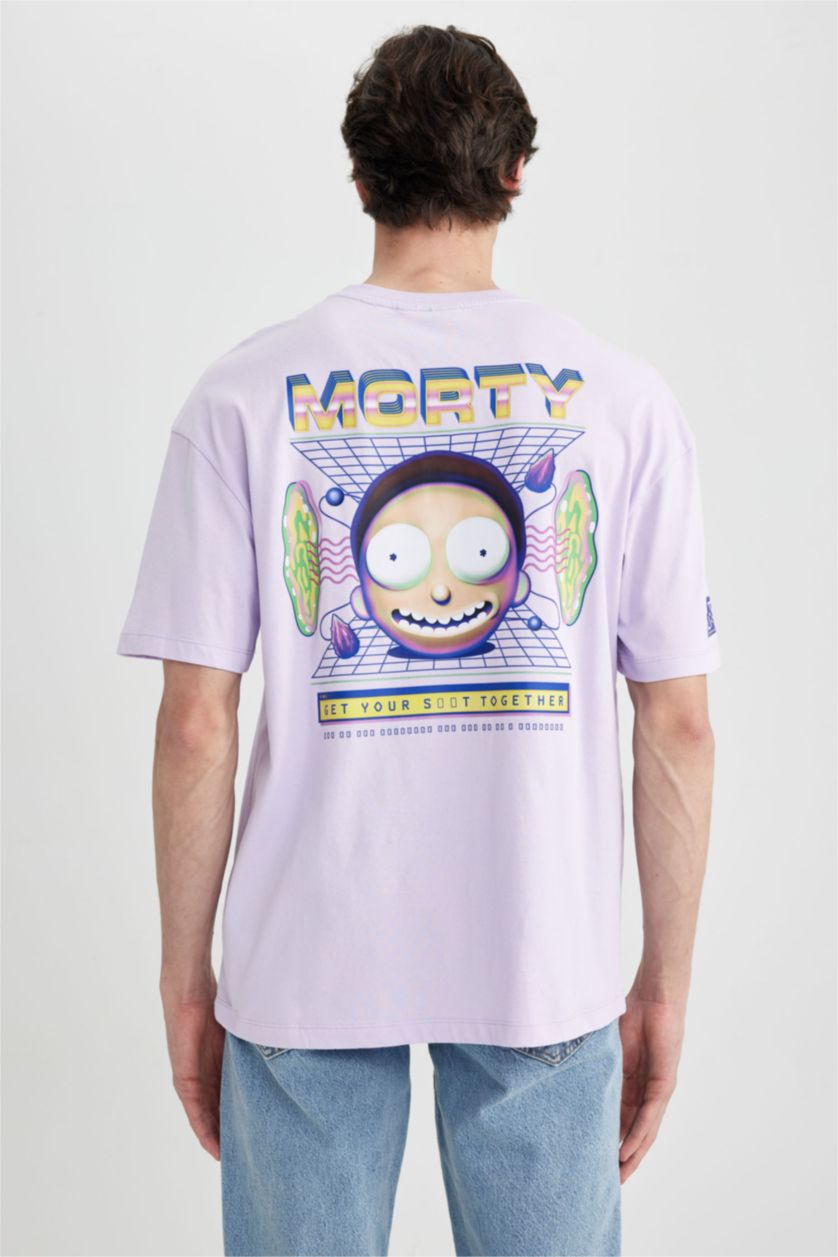Мужчины Сиреневый Футболка Rick and Morty комфортного кроя