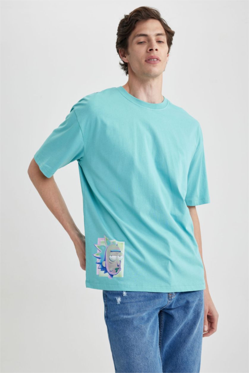 Ерлер Қара Аква Rick and Morty дөңгелек жаға үлкен Қысқа жеңді футболка