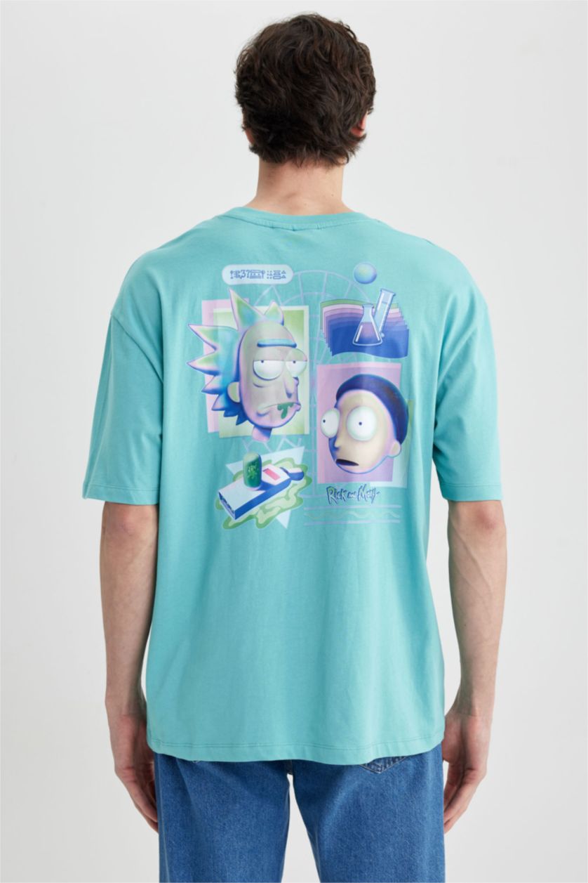 Ерлер Қара Аква Rick and Morty дөңгелек жаға үлкен Қысқа жеңді футболка