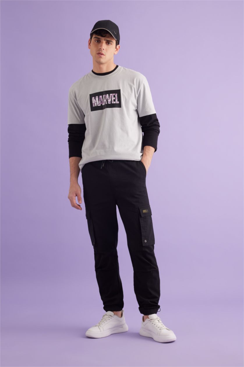 MAN Light Grey Marvel Licensed Regular Fit Crew Neck T-Shirt