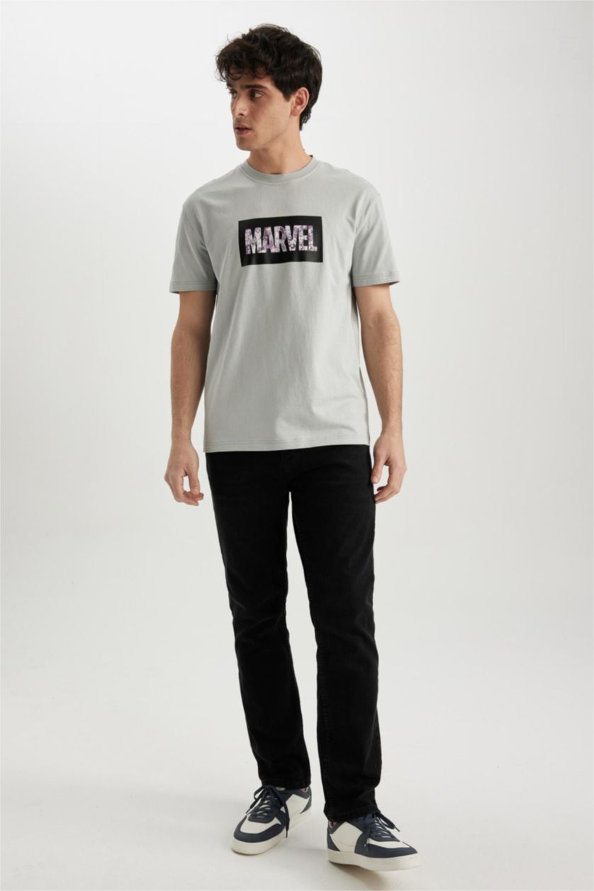 MAN Light Grey Marvel Licensed Regular Fit Crew Neck T-Shirt