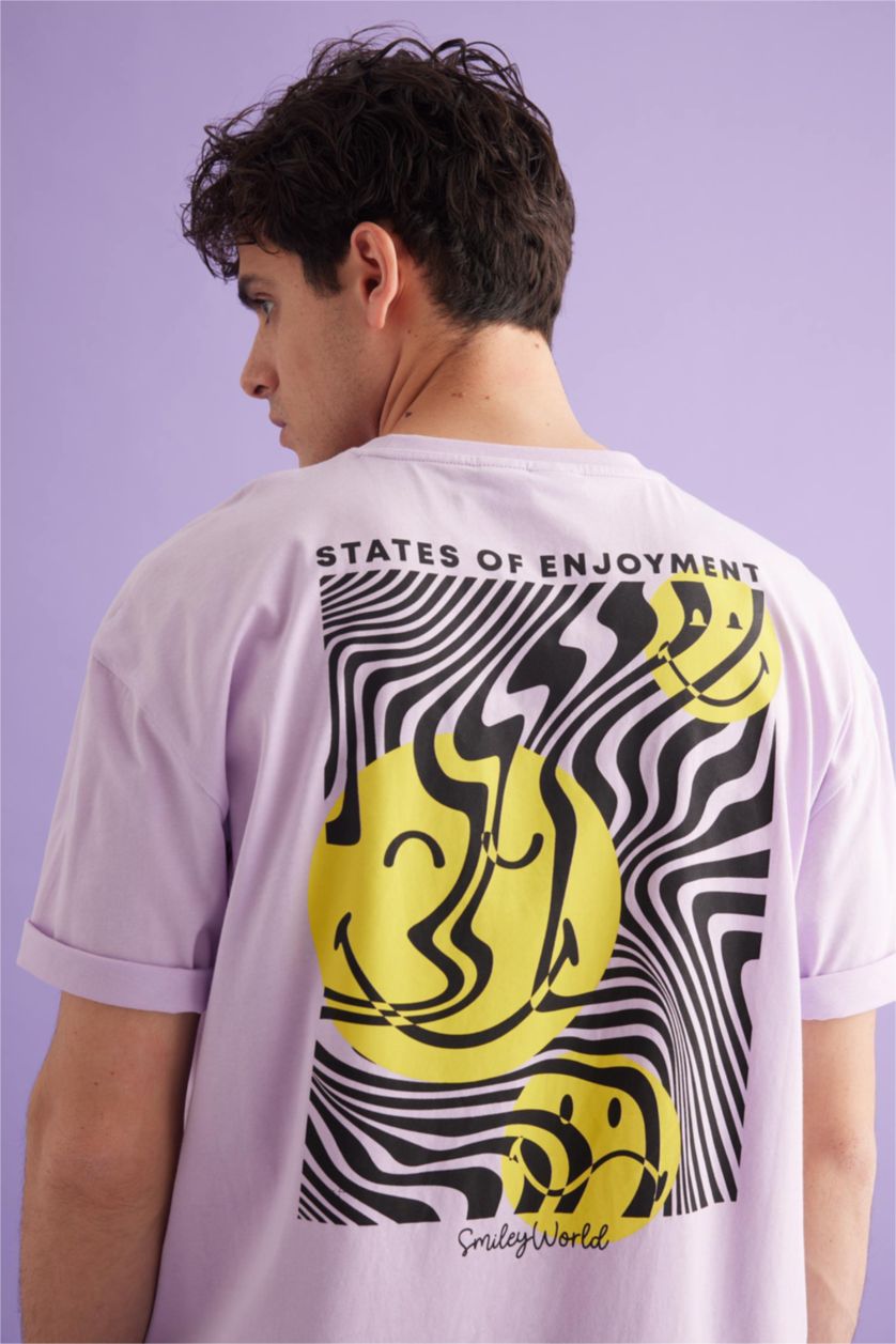 Erkek Lila Oversıze Kısa Kollu Tişört