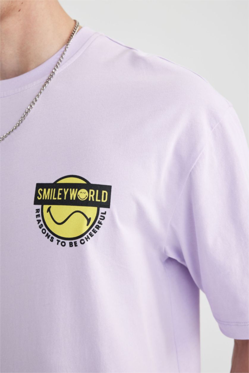 Erkek Lila Oversıze Kısa Kollu Tişört