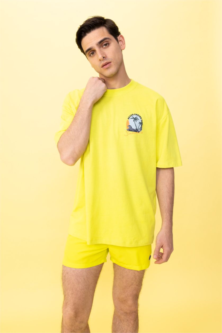 HOMME Parlak Açık Yeşiil Coupe Oversize T-shirt à manches courtes