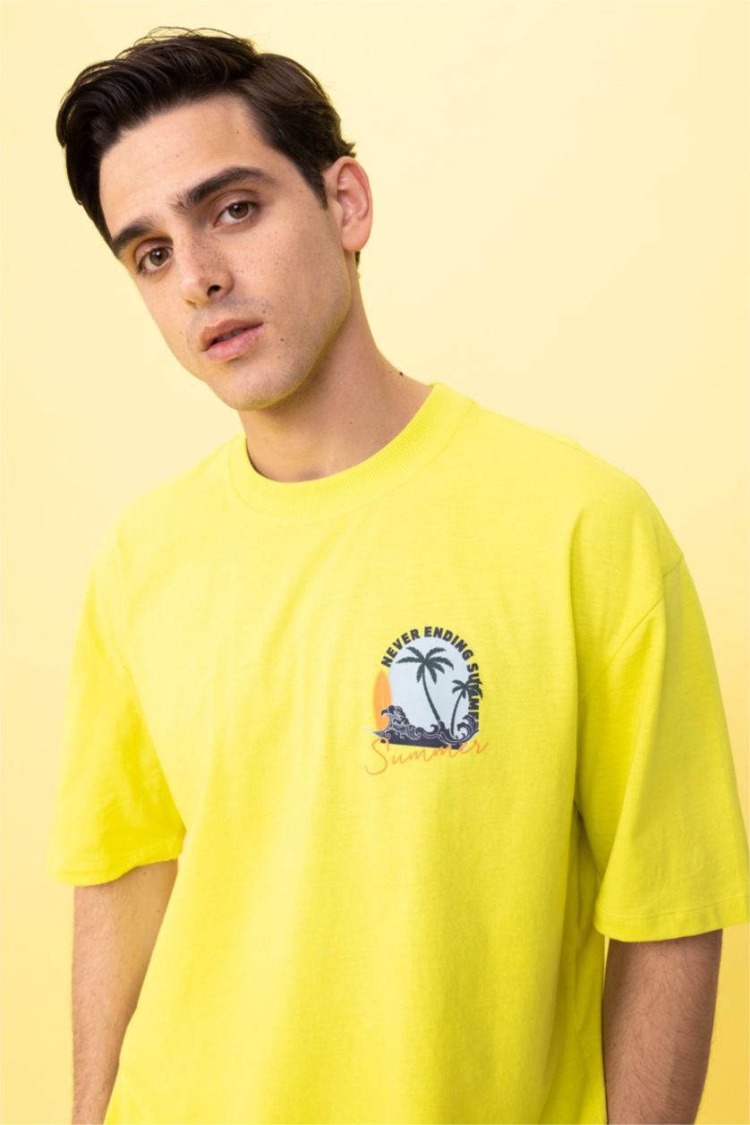 HOMME Parlak Açık Yeşiil Coupe Oversize T-shirt à manches courtes