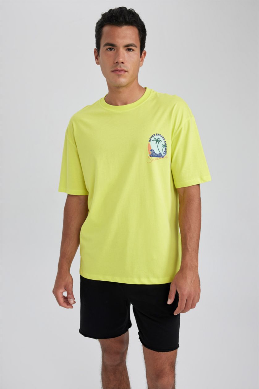 HOMME Parlak Açık Yeşiil Coupe Oversize T-shirt à manches courtes