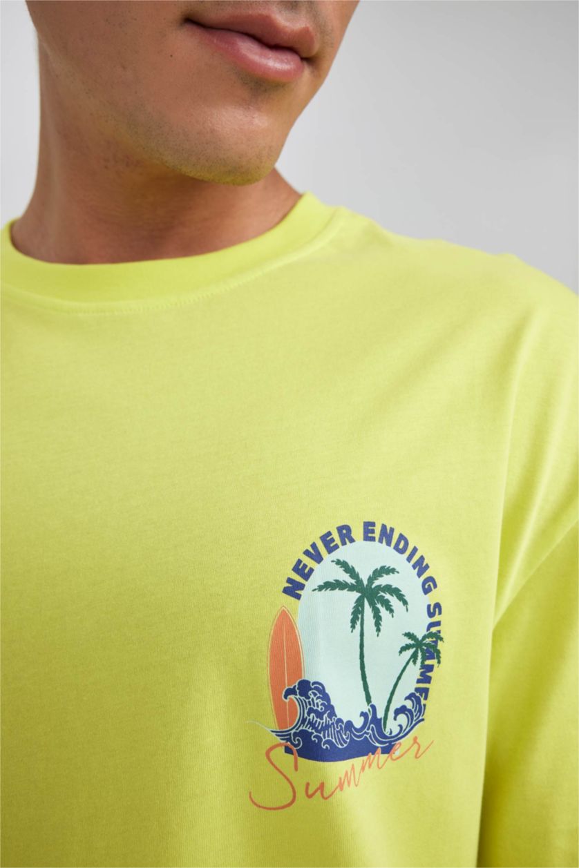 HOMME Parlak Açık Yeşiil Coupe Oversize T-shirt à manches courtes