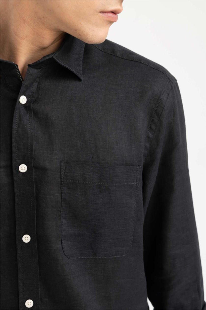 Ерлер қара поло жаға мақта Ұзын жеңді көйлек