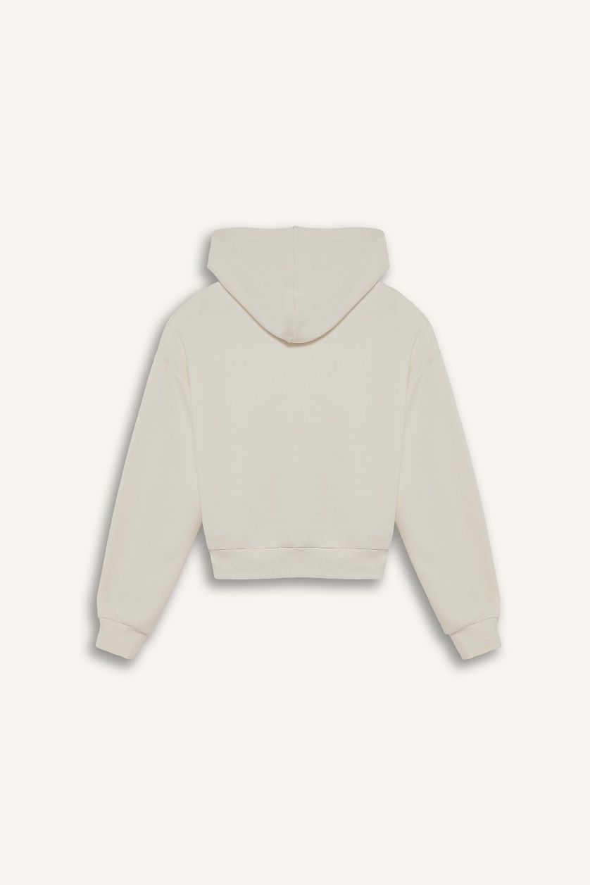 حريمي اوف وايت هودي كروب فيت بسوسته قماش تقيل